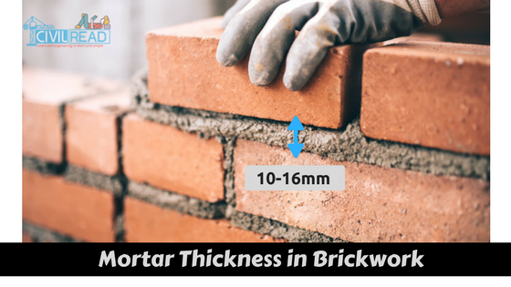 mortar thickness of brickwork or brickmasonry