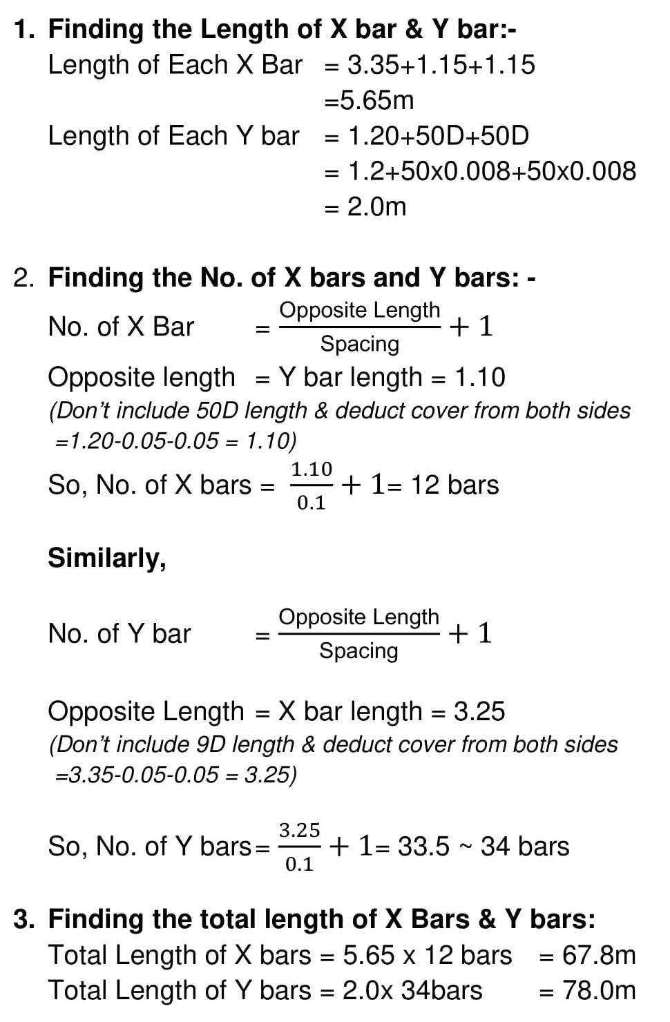 BBS of waist slab calculation