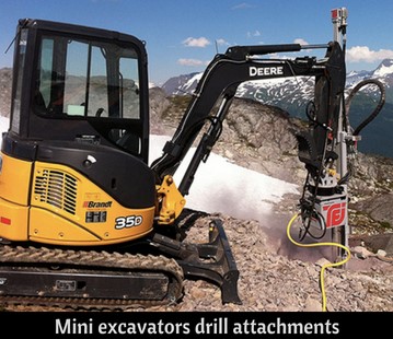 Mini excavators drill attachments
