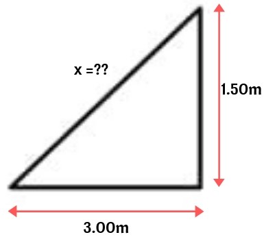 Finding waist slab length using pythagorean formula