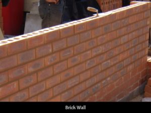Brick wall used as building material in construction